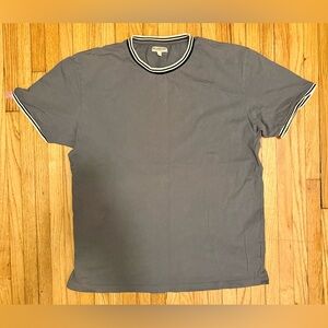 Knickerbocker Faded Blue Tee with Striped Collar & Sleeves